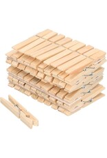 MERKLOOS Wasknijpers - 50 stuks - hout - knijpers - metalen slagveer