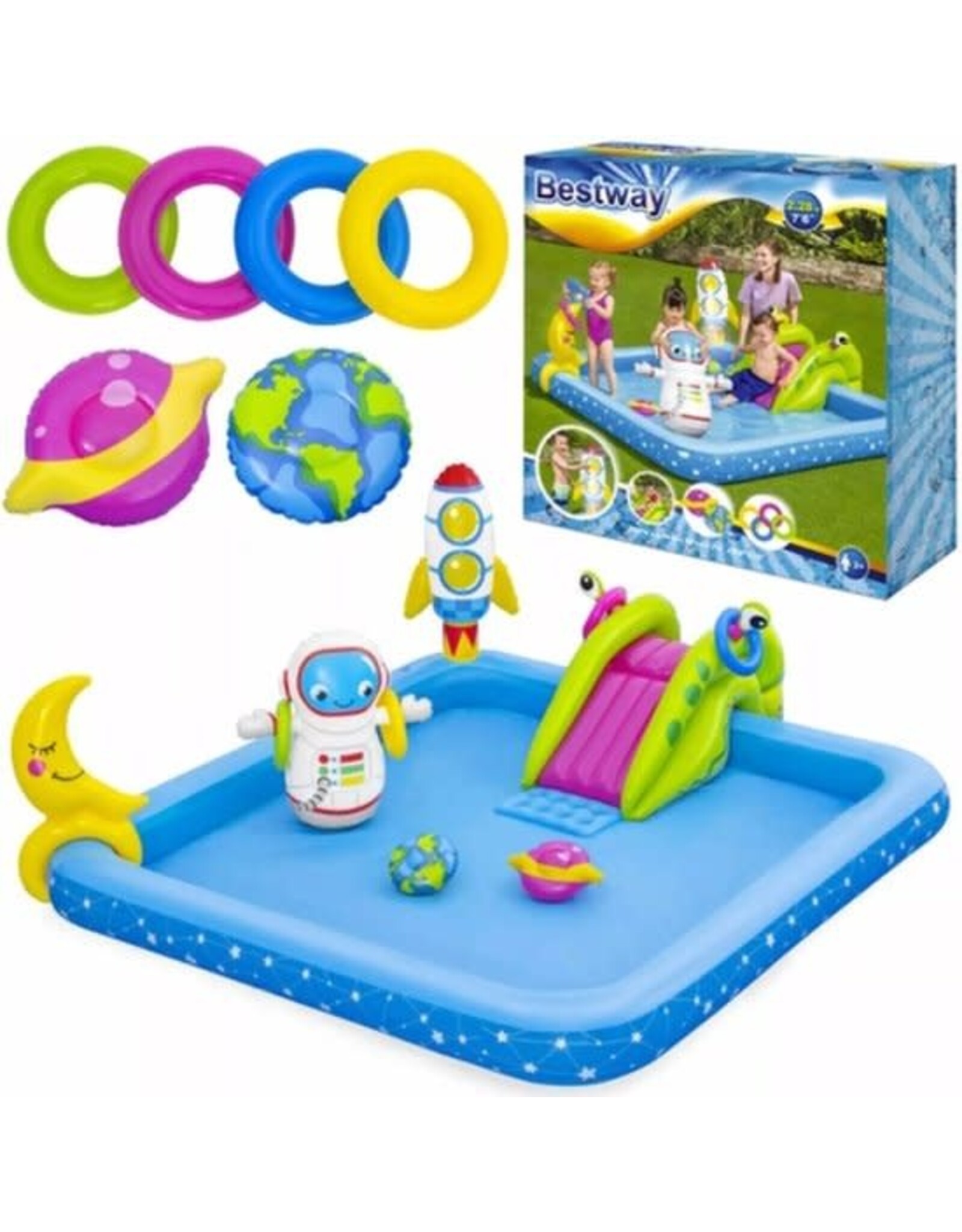 BESTWAY BESTWAY Play center Lil' Astronaut - Water Speel Center - Opblaasbare Glijbaan - Ruimtespellen - Vanaf 2 Jaar