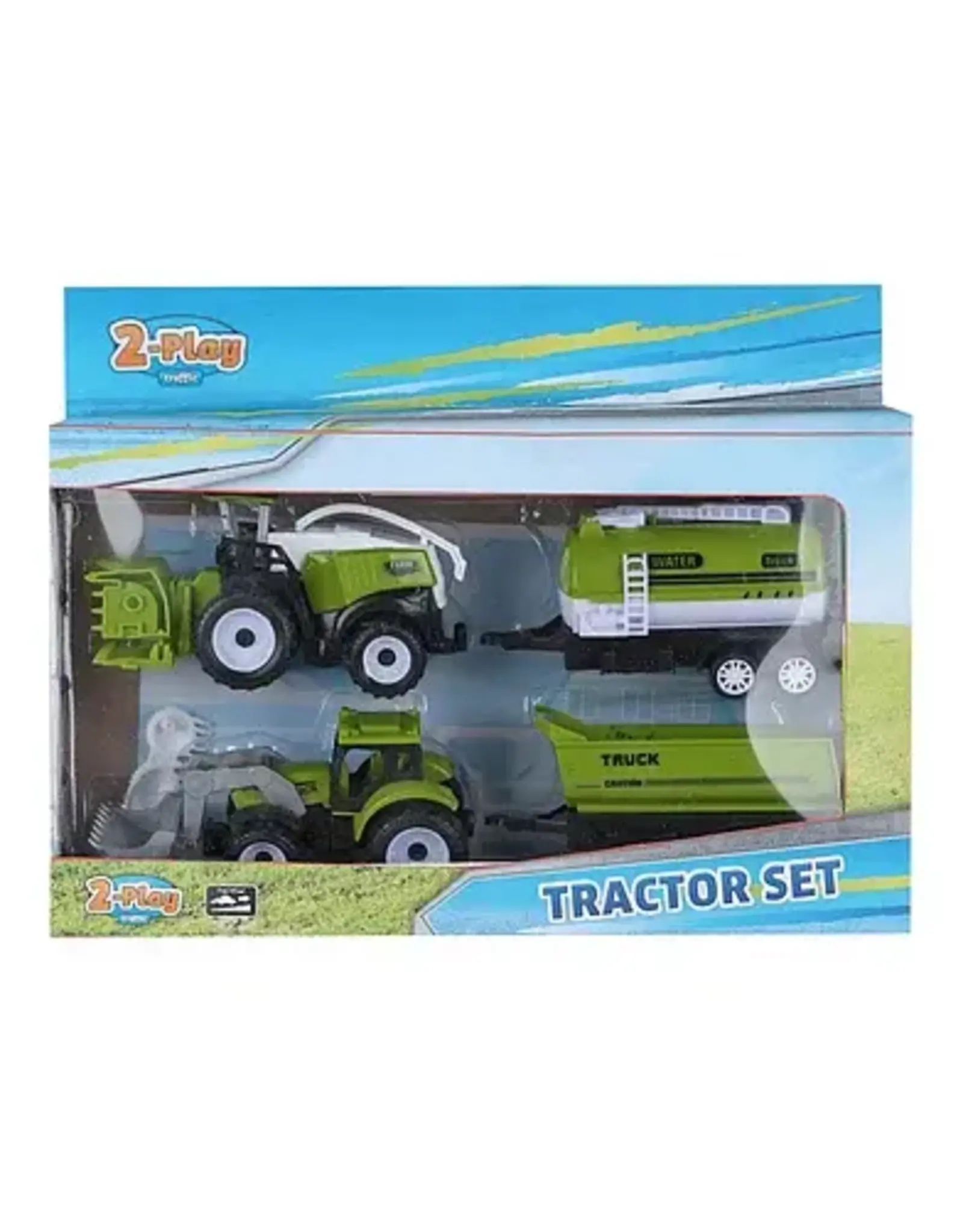 2-Play 2-Play Tractor en Combine met 2 Aanhangers, 24cm