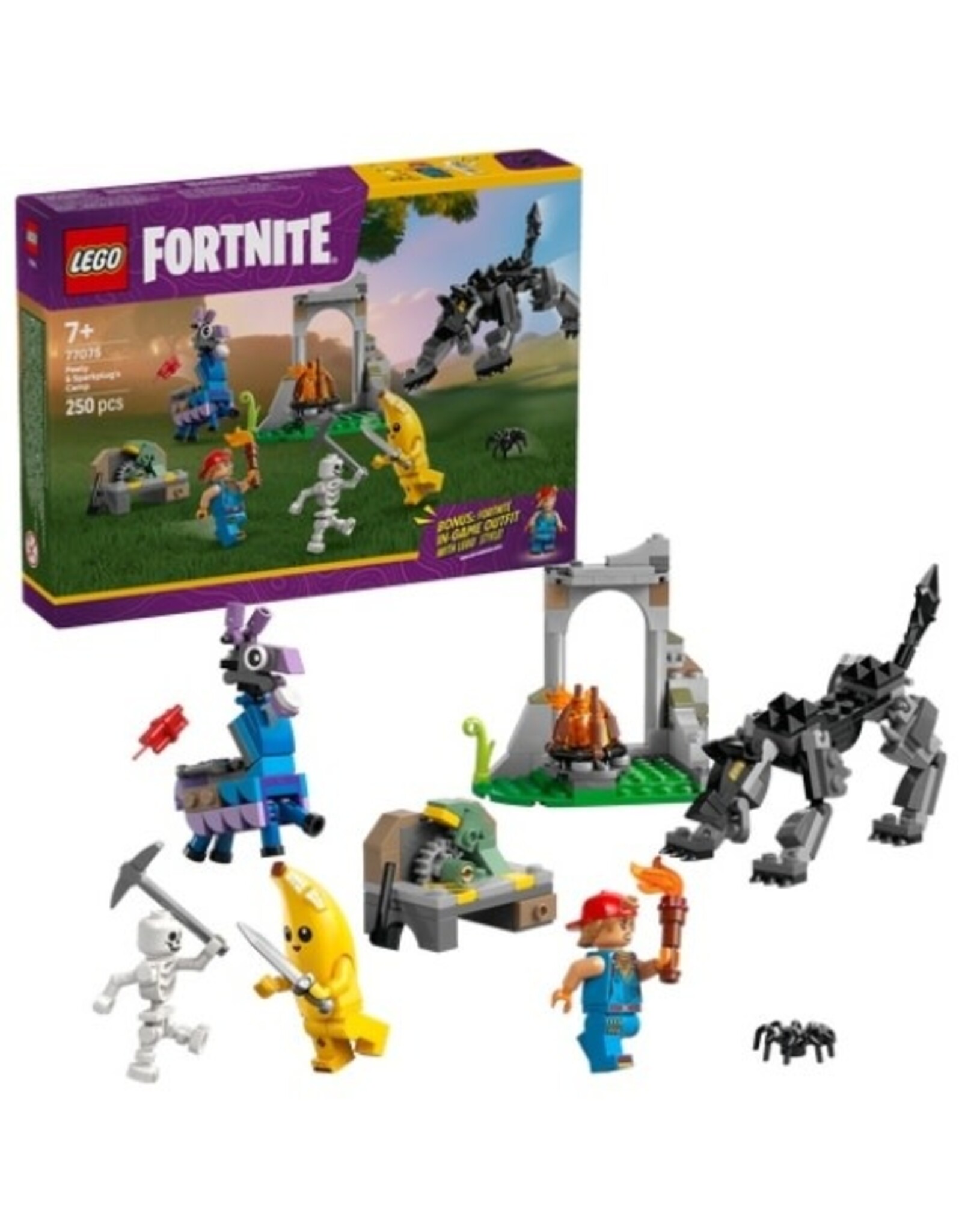 lego Fortnite LEGO FORTNITE 77075 Peely en Sparkplugs kamp