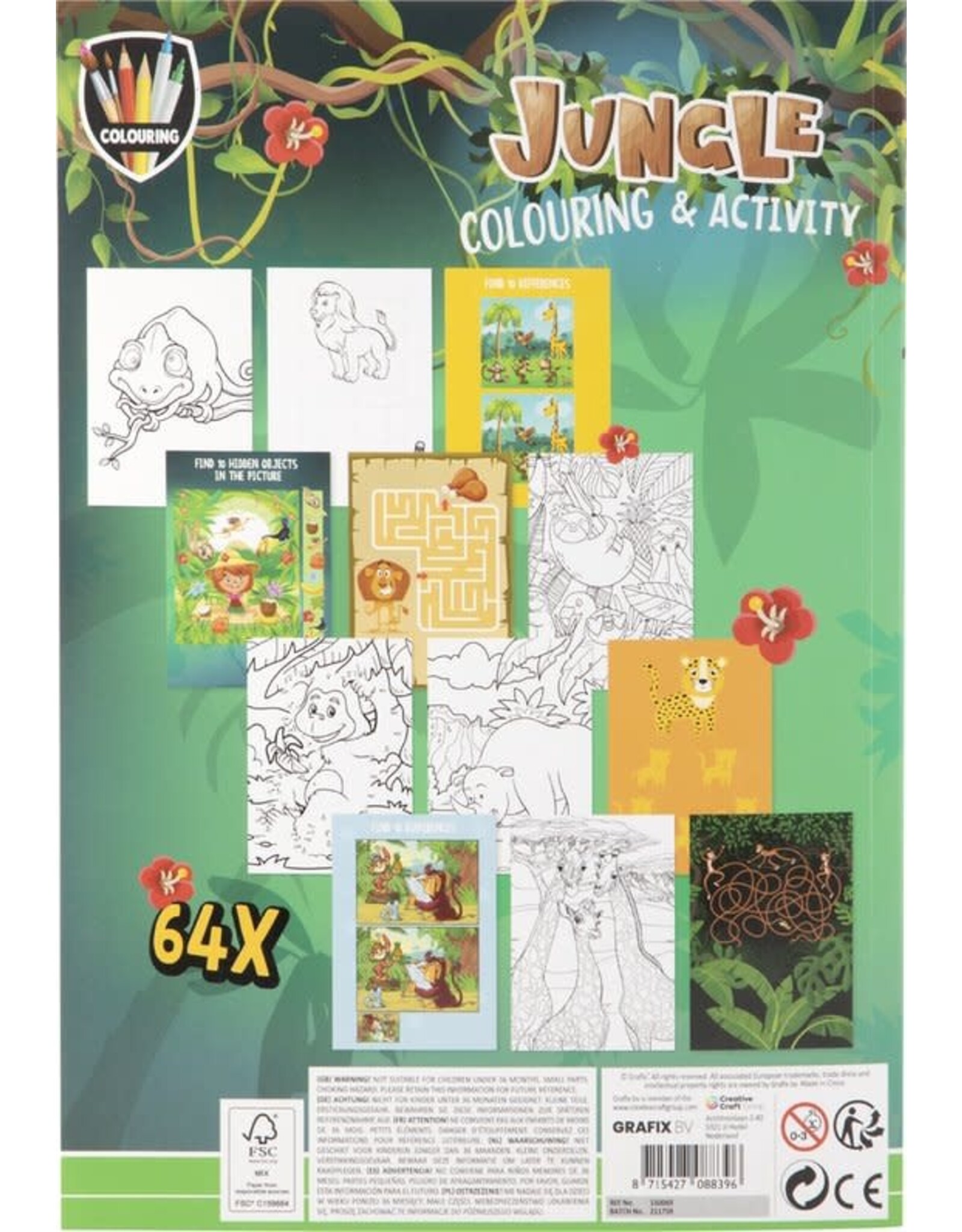Moxy Grafix kleur- en activiteitenboek - Jungle - A4 - 64 pagina's
