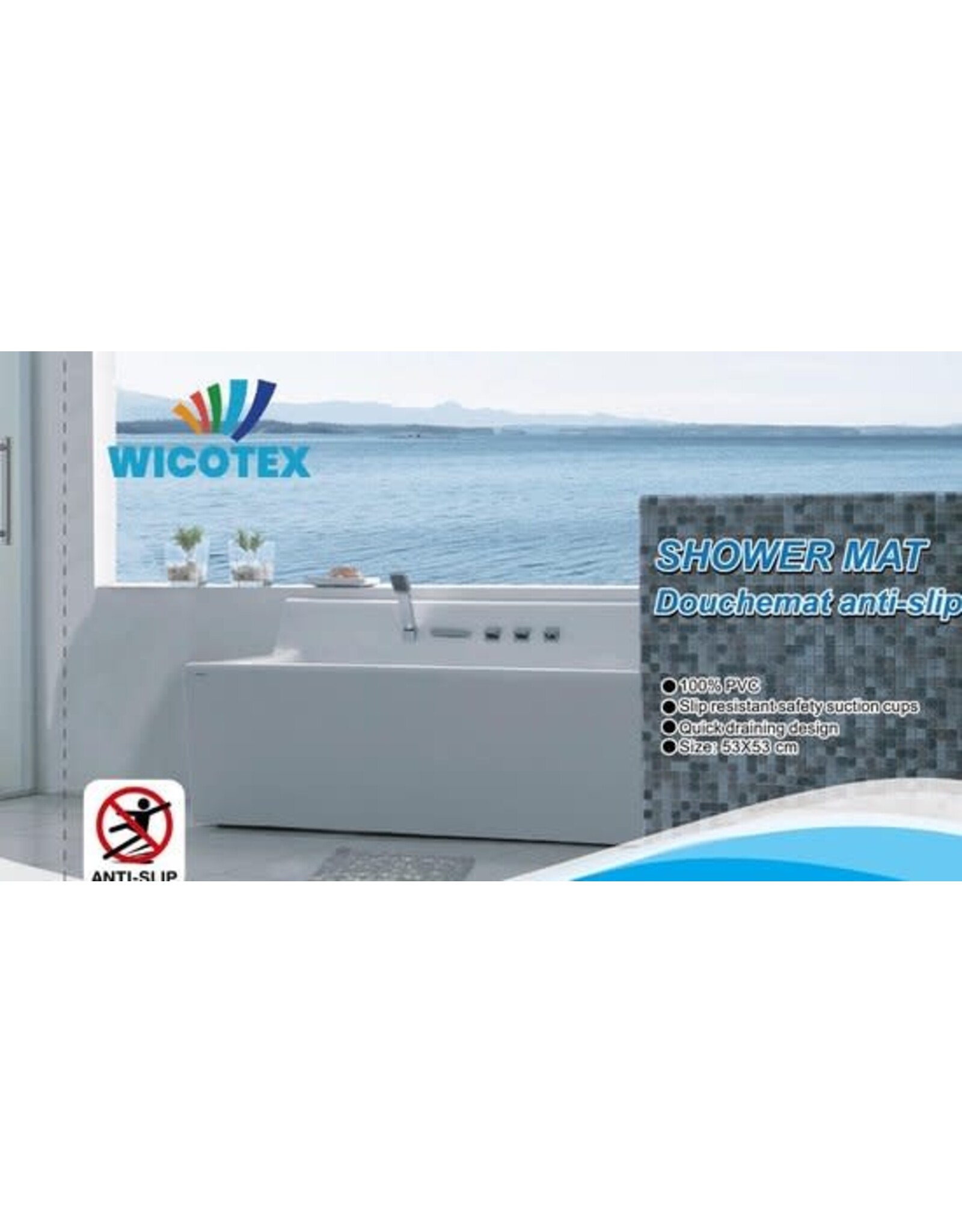 WICOTEX Douchemat-antislip grijs 53x53cm