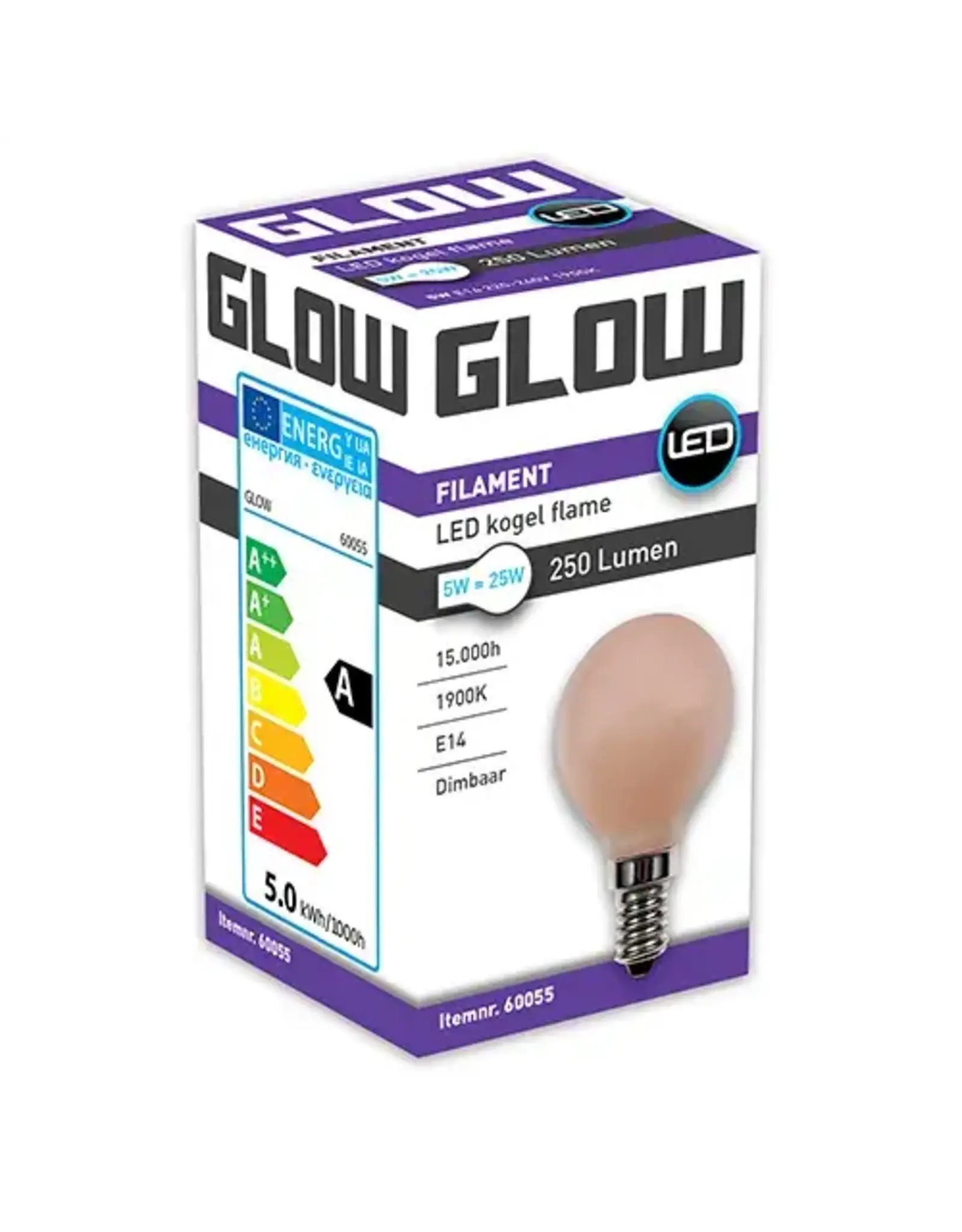 Glow LED Flame kogel | 5-25W E14 G45 1900K 250lm dimbaar