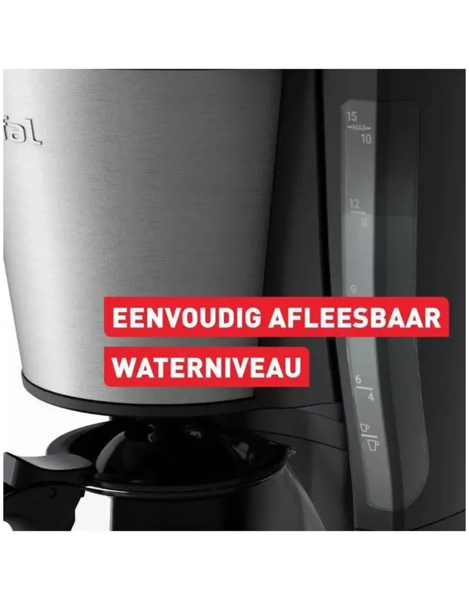 TEFAL Tefal Subito RVS CM5S1D - Filter-koffiezetapparaat -1.25L- 15 kopjes
