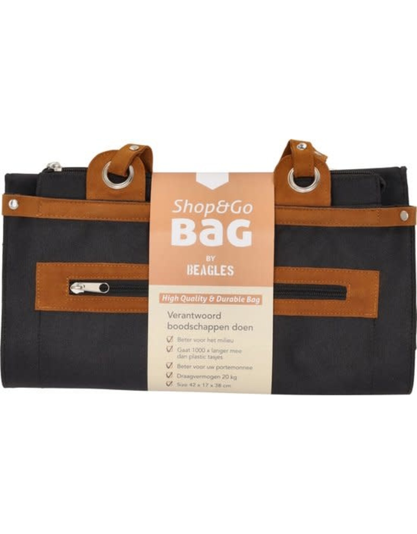 Beagles Shop & Go Boodschappentas - Zwart