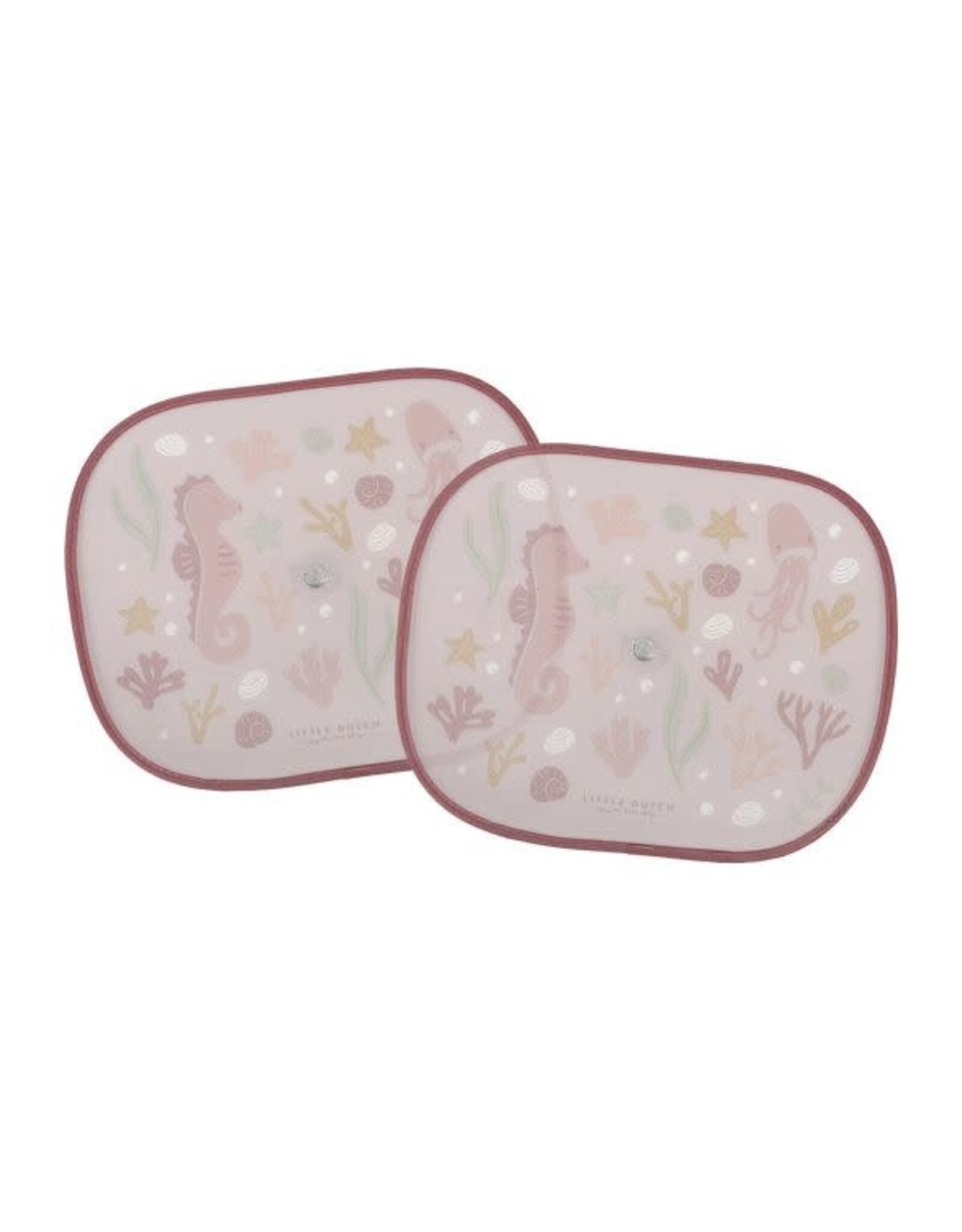 LITTLE DUTCH Little Dutch zonneschermpjes ocean dreams pink - autozonnescherm - roze met zeedieren - set van 2 stuks