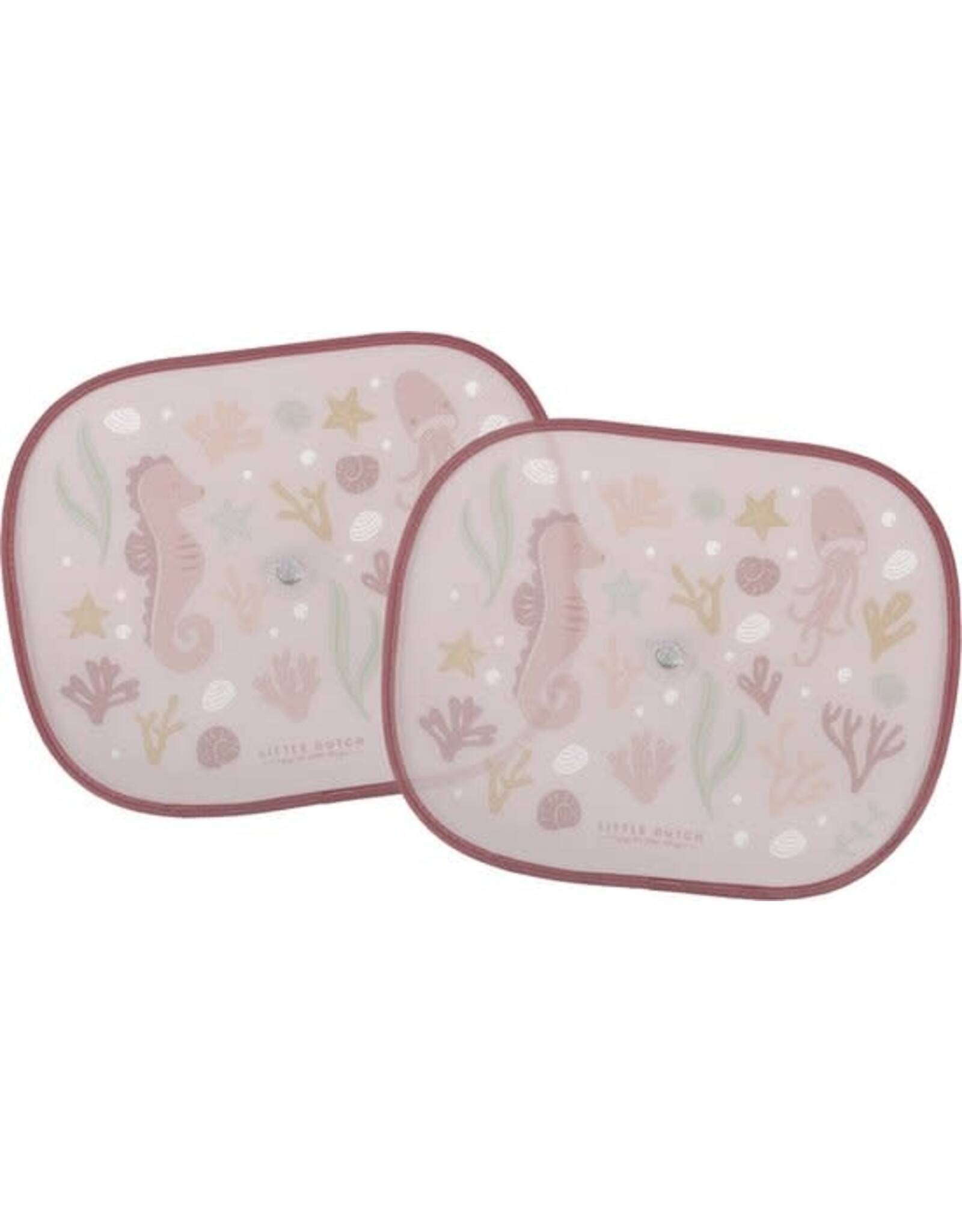 LITTLE DUTCH Little Dutch zonneschermpjes ocean dreams pink - autozonnescherm - roze met zeedieren - set van 2 stuks