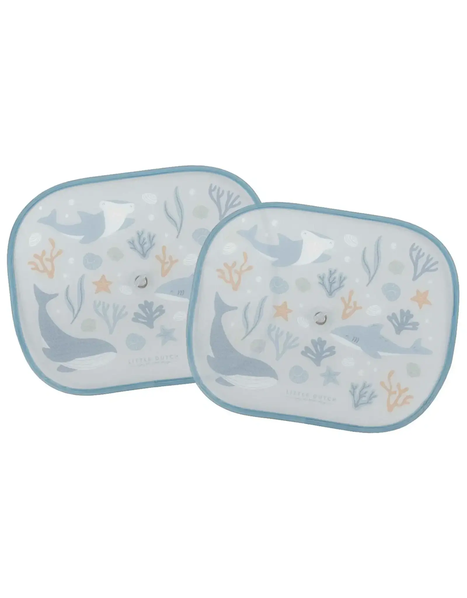 LITTEL DUTCH Little Dutch zonneschermpjes ocean dreams blue - autozonnescherm - blauw met zeedieren - set van 2 stuks