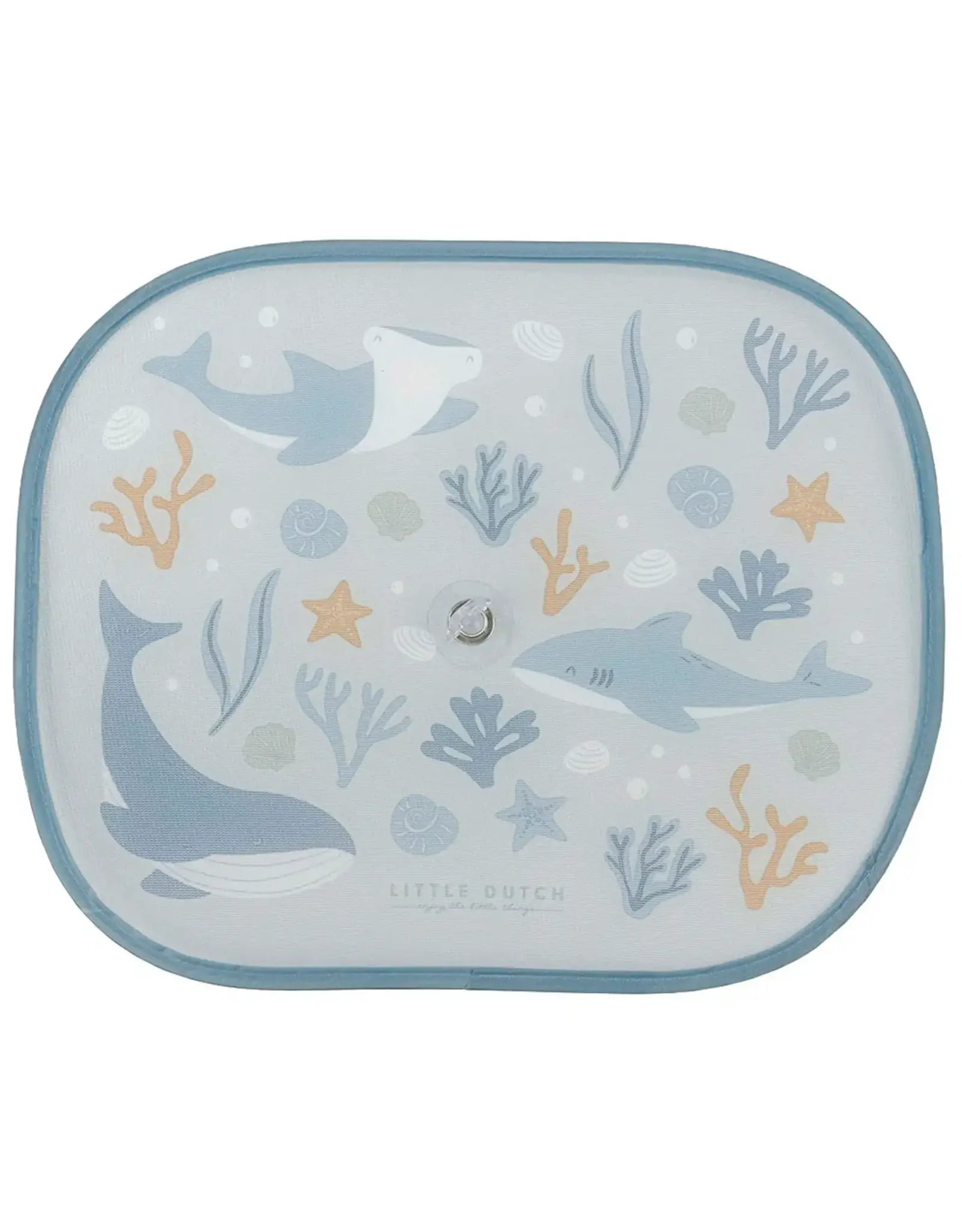 LITTEL DUTCH Little Dutch zonneschermpjes ocean dreams blue - autozonnescherm - blauw met zeedieren - set van 2 stuks