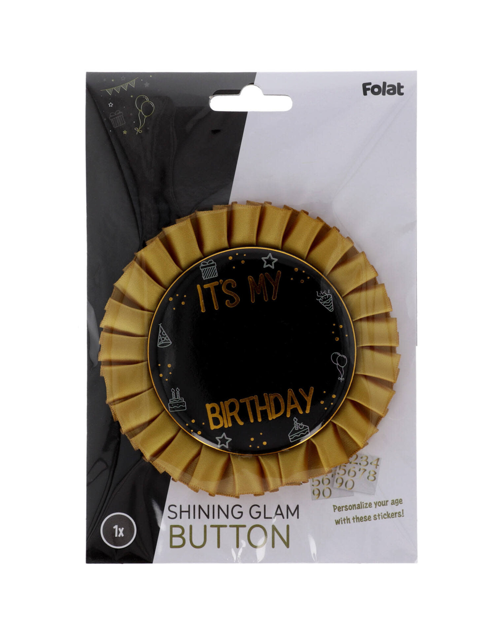 FOLAT Happy Birthday Button | Incl getal stickers