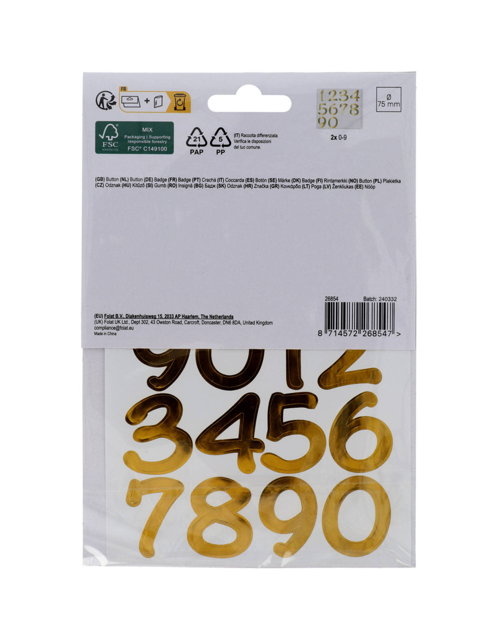 FOLAT Happy Birthday Button | Incl getal stickers