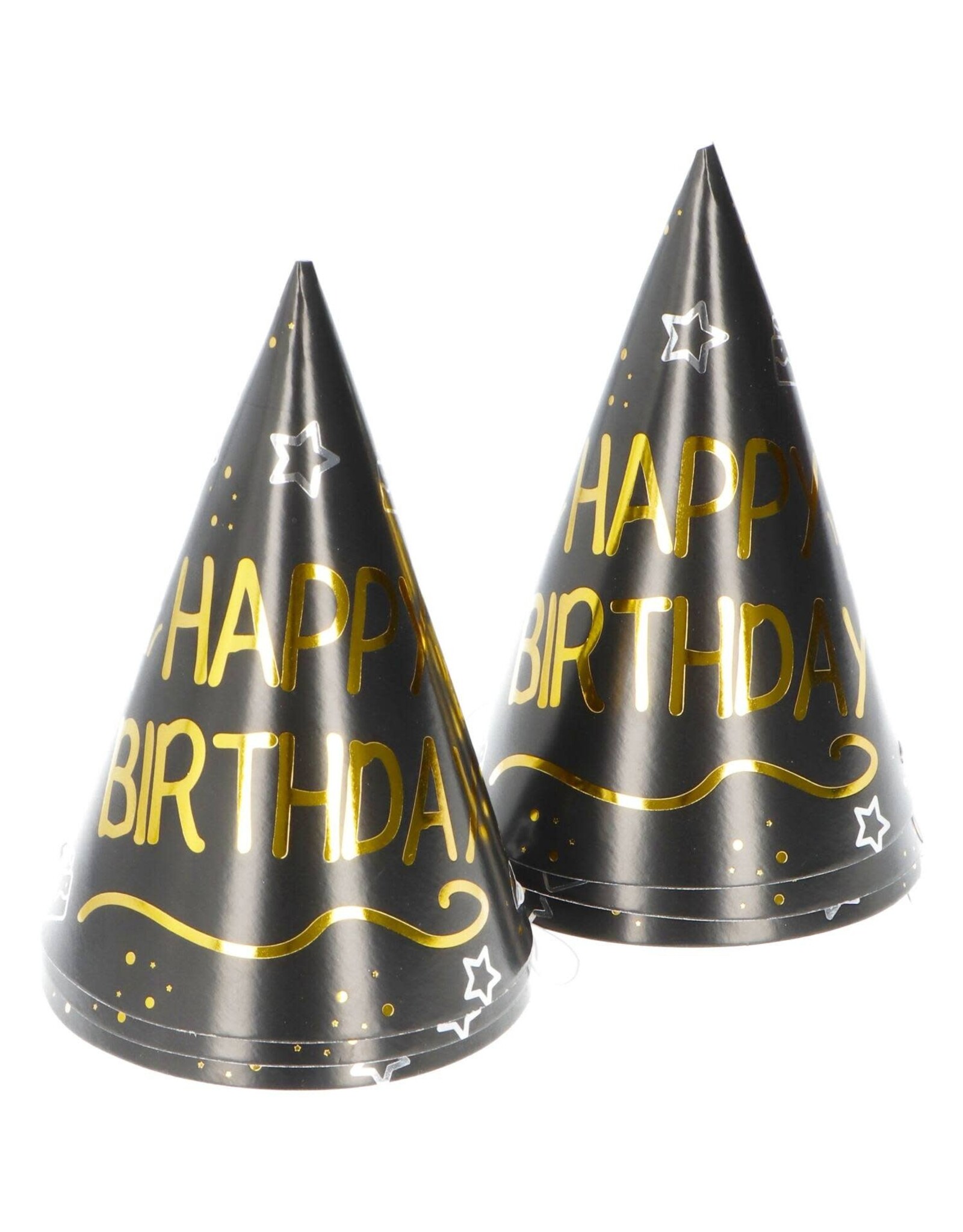 FOLAT Feesthoedjes - "Happy Birthday" - Shining Glam - 6 stuks