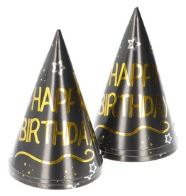 FOLAT Feesthoedjes - "Happy Birthday" - Shining Glam - 6 stuks