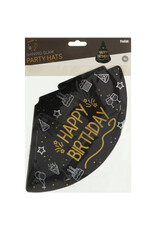 FOLAT Feesthoedjes - "Happy Birthday" - Shining Glam - 6 stuks