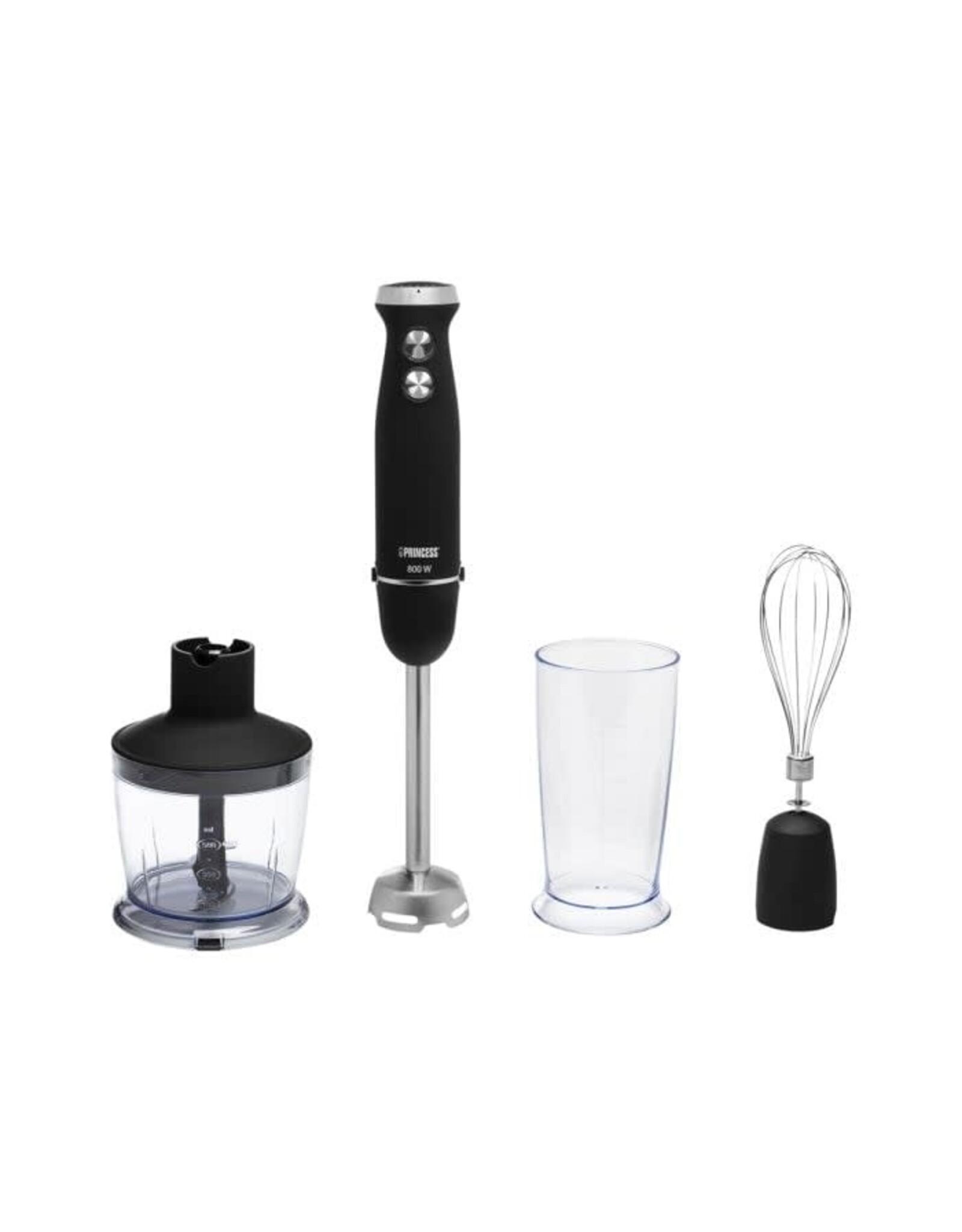 PRINCESS Princess 221220 Staafmixer - Hand blender - 800W - 4-in-1 Set- Inclusief hakmolen, garde en mengbeker