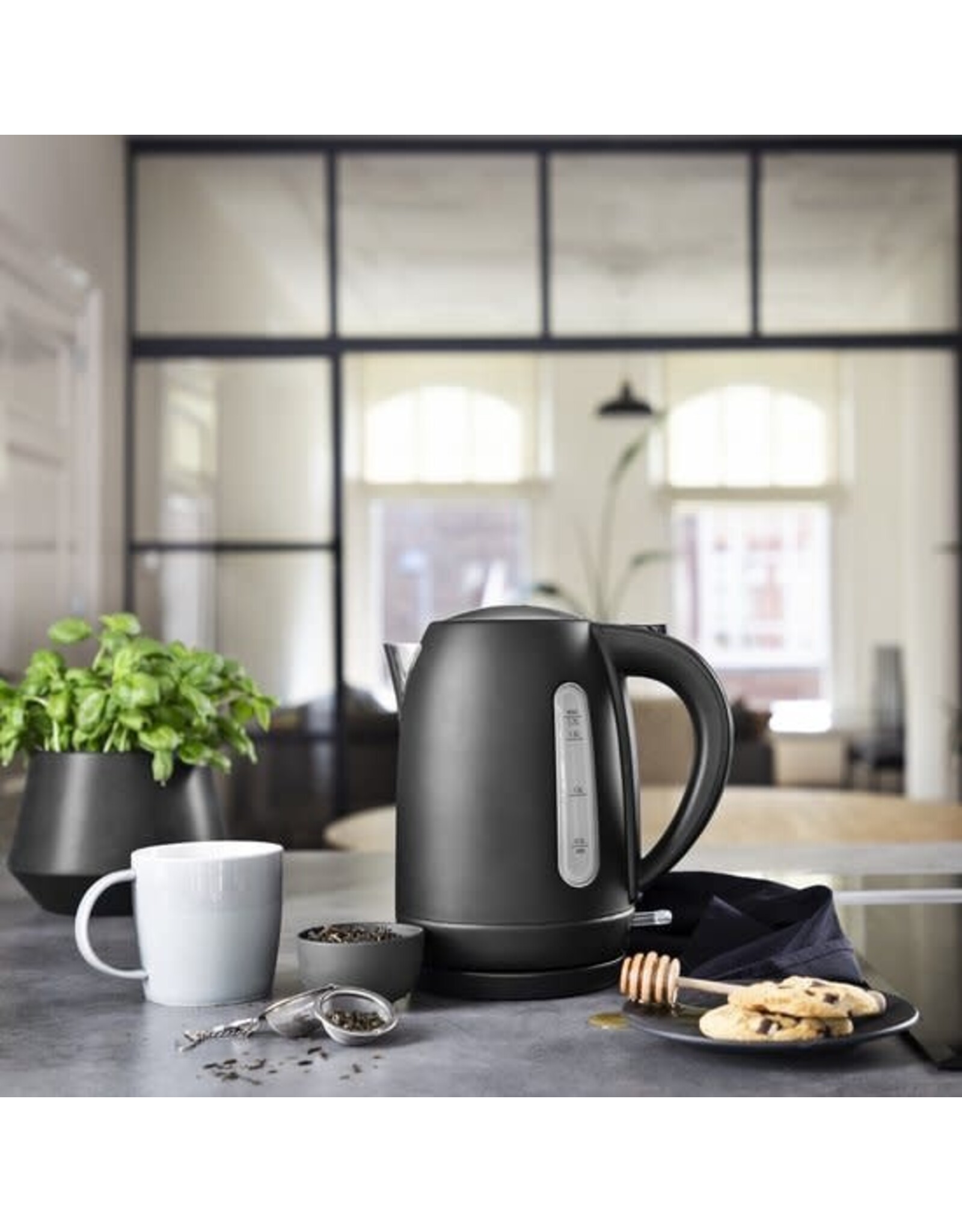 PRINCESS Princess Waterkoker 236032 – 1.7 Liter – 360° draaibaar - 2200W– Black Steel Collectie