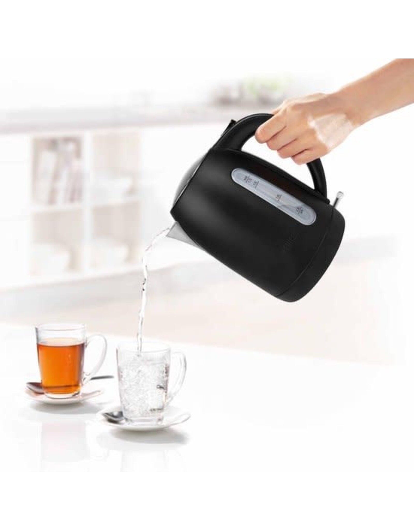 PRINCESS Princess Waterkoker 236032 – 1.7 Liter – 360° draaibaar - 2200W– Black Steel Collectie