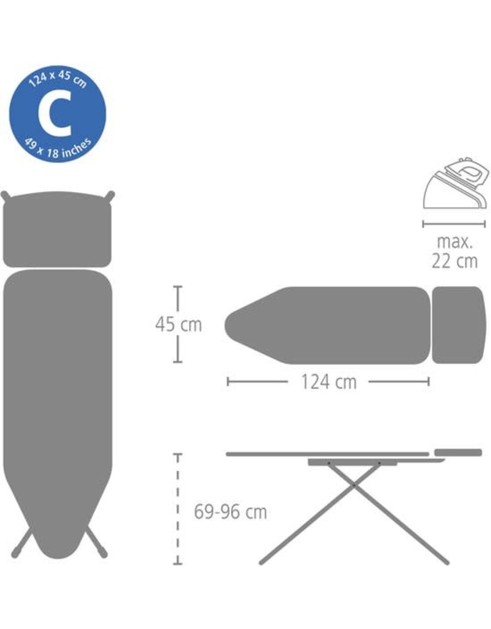 BRABANTIA Brabantia Strijkplank C - voor Stoomgenerator - 124x45 cm - Cotton Flower