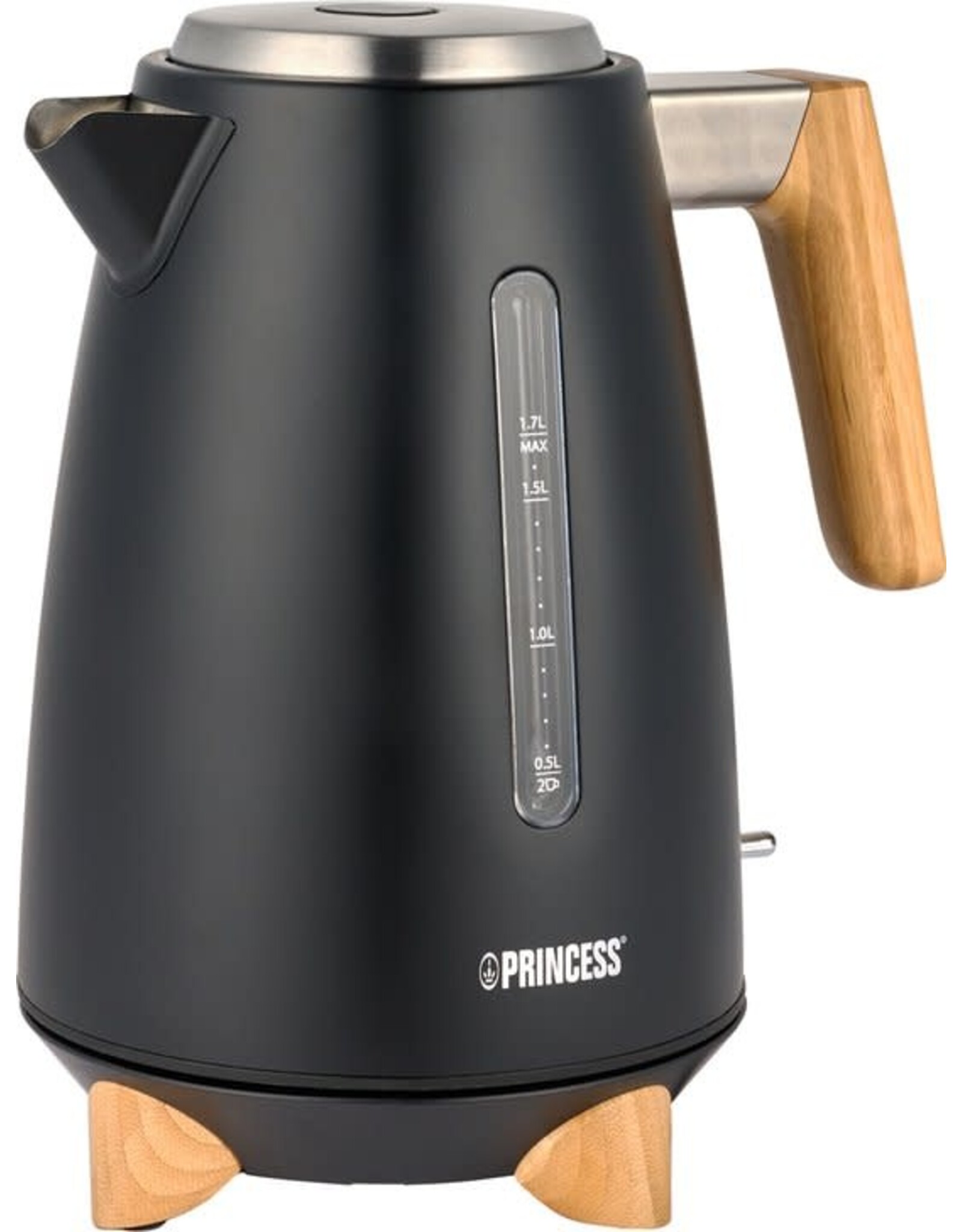 PRINCESS Princess Waterkoker Pure 236061 - 1.7 liter - 3000W - 360° draaibaar - Zwart - RVS