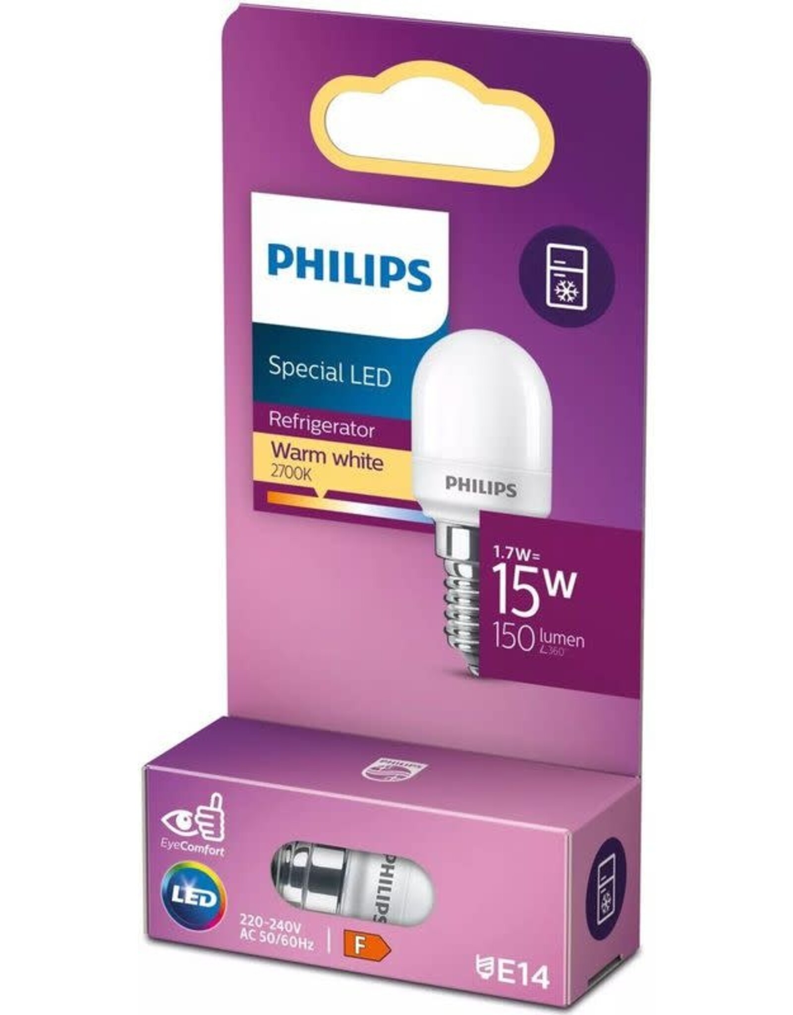 PHILIPS 1x Philips LED Lamp Koelkast/Vriezer mat (1,7W (15W), E14, warm wit)