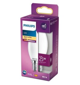 PHILIPS 1x Philips LED Lamp Kaars mat (2,2W (25W), E14, warm wit)