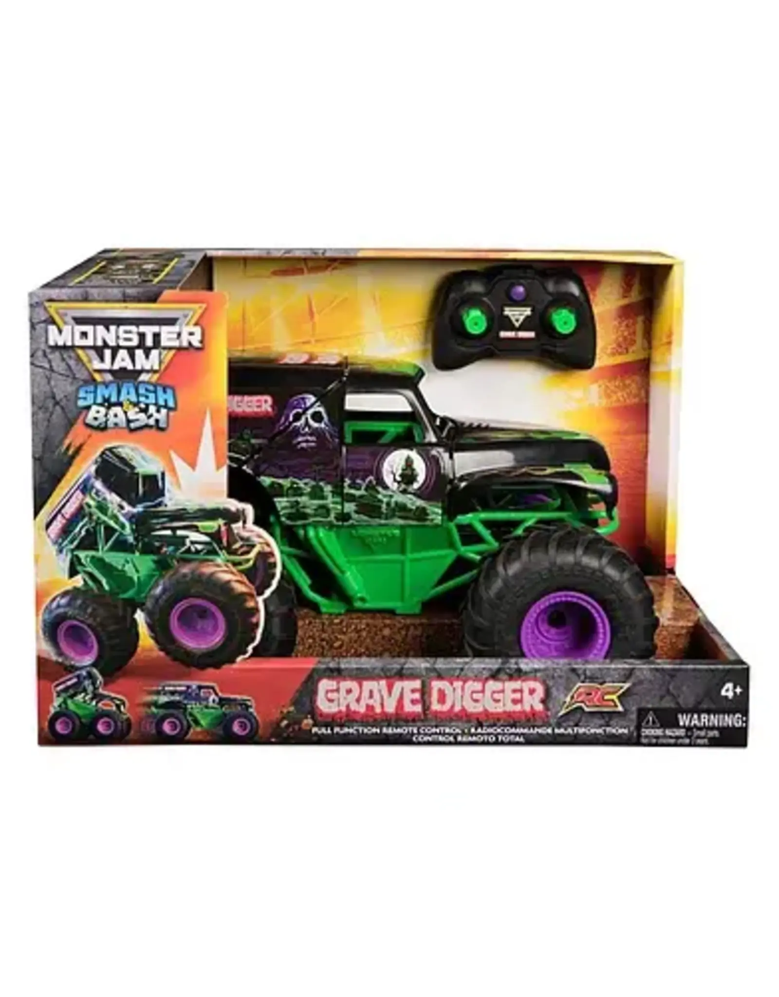 SPIN MASTER MONSTER JAM 1:15 RC SMASH AND BASH GRAVE DIGGER