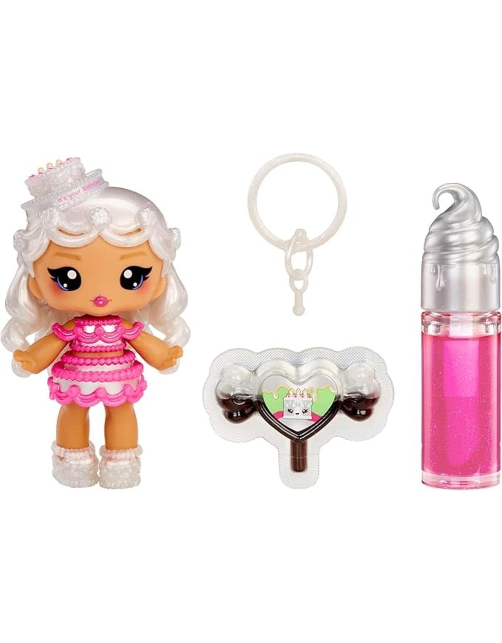YUMMILAND Yummiland Lip Gloss Doll: Sour Sweeties - Misty Cakes Includes DIY Lip Gloss + Removable Keychain, Cosmetic Play, Collectible, Ages 4+