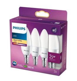 PHILIPS Philips E14 Kaarslamp - Warm wit licht - 4W - Niet dimbaar - 3 stuks