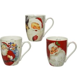 Decoris Beker mok  340ml Kerstman Sant Claus geschenk porselein per stuk
