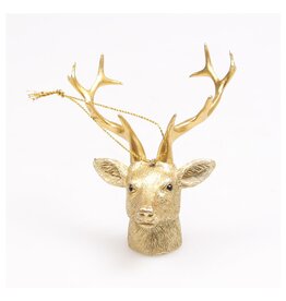 Decoris Hert kop hangend goud 10x8x9cm