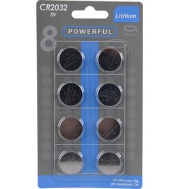 powerful 3V CR2032 Powerfull Lithium Batterijen - 8 stuks