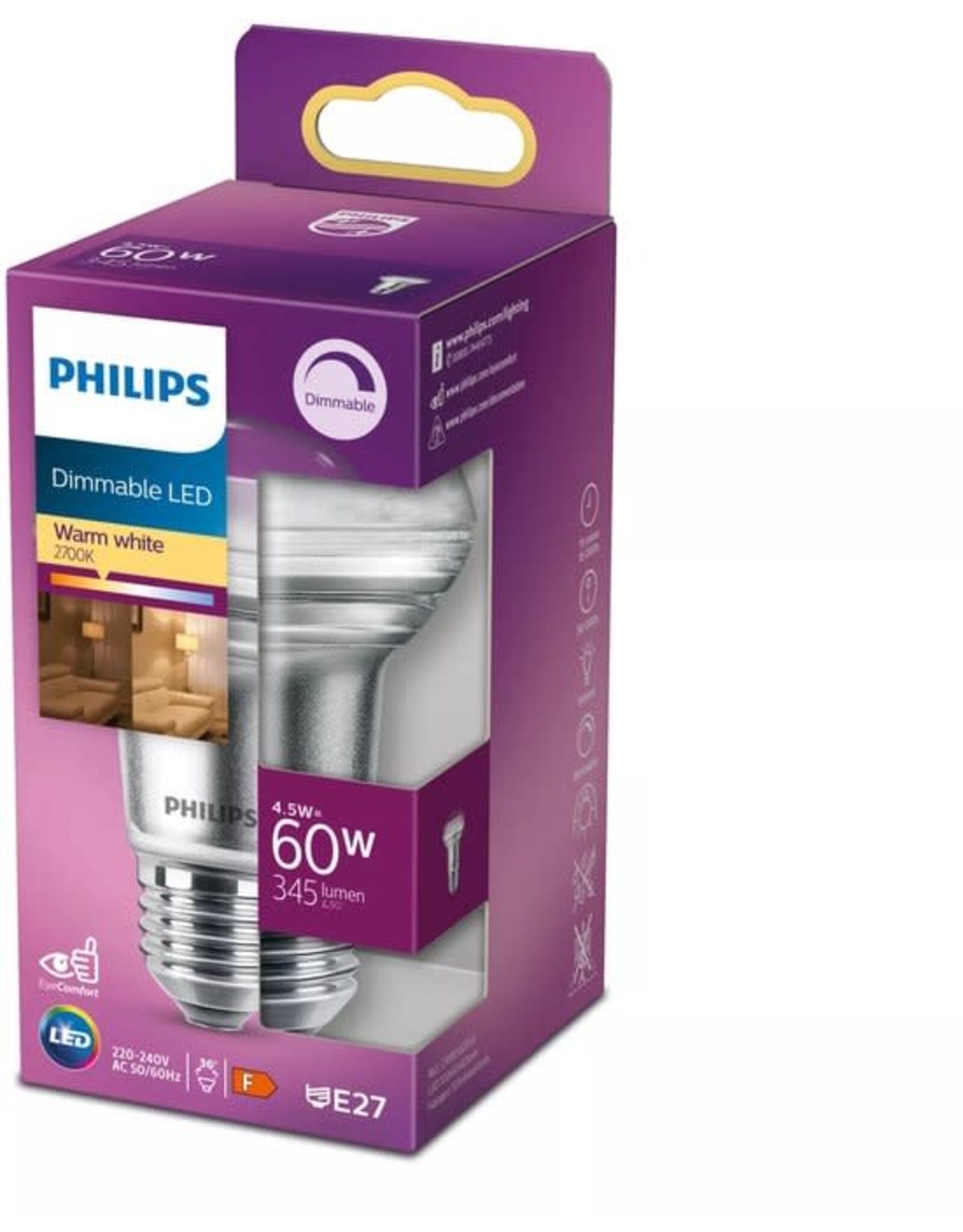 PHILIPS Philips Dimbaar LED Reflectorlamp 60W E27 Warm Wit