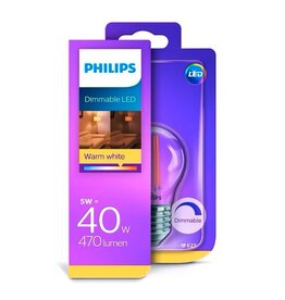 PHILIPS Philips LED filament kogel E27 5W=40W dimbaar