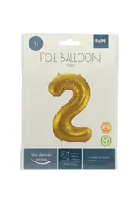 FOLAT Folie Ballon Cijfer 2 Goud Metallic XL 86cm leeg