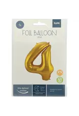 FOLAT Folie Ballon Cijfer 4 Goud Metallic XL 86cm leeg