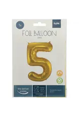 FOLAT Folie Ballon Cijfer 5 Goud Metallic XL 86cm leeg