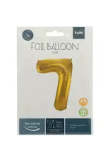 FOLAT Folie Ballon Cijfer 7 Goud Metallic XL 86cm leeg