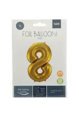 FOLAT Folie Ballon Cijfer 8 Goud Metallic XL 86cm leeg