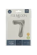 FOLAT Folie Ballon Cijfer 7 Zilver Metallic XL 86cm leeg