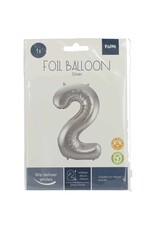 FOLAT Folat Folieballon - Cijfer - 2 - Zilver - 86cm - Zonder vulling