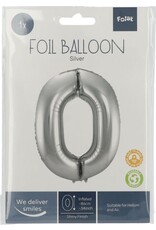 FOLAT Folat Original - Folieballon Cijfer 0 Zilver - 86 cm