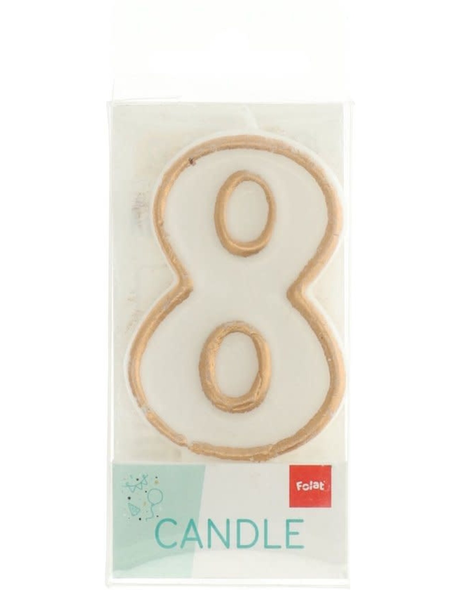 FOLAT Folat Original - Kaars cijfer 8 simply chique gold 9 cm