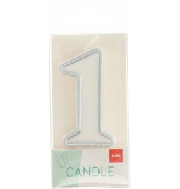FOLAT Folat Original - Kaars cijfer 1 simply chique silver 9 cm