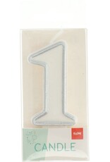 FOLAT Folat Original - Kaars cijfer 1 simply chique silver 9 cm