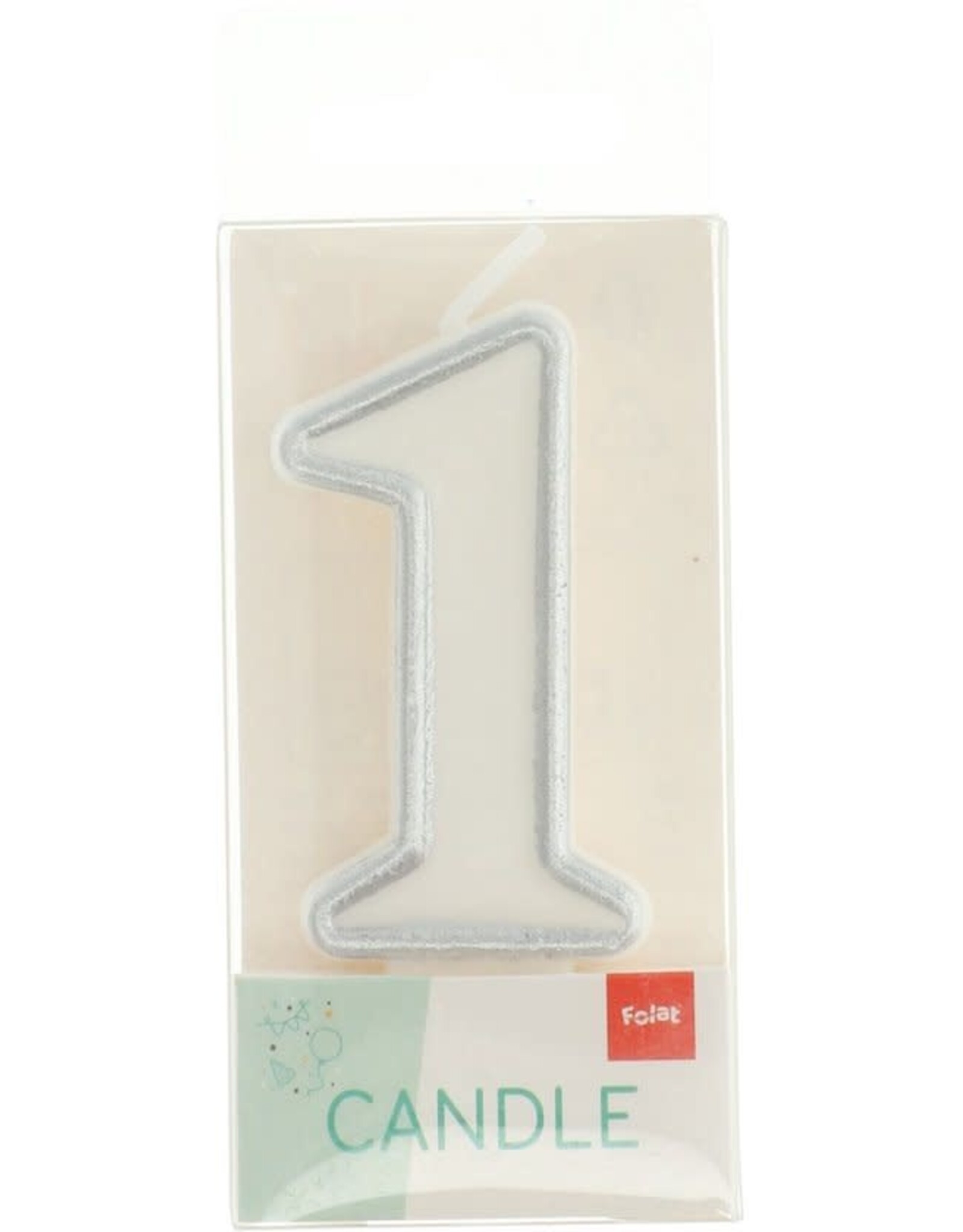 FOLAT Folat Original - Kaars cijfer 1 simply chique silver 9 cm