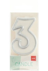 FOLAT Folat Original - Kaars cijfer 3 simply chique silver 9 cm