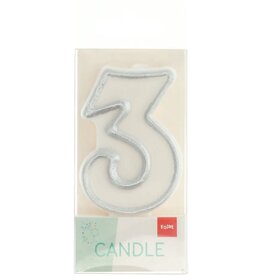 FOLAT Folat Original - Kaars cijfer 3 simply chique silver 9 cm