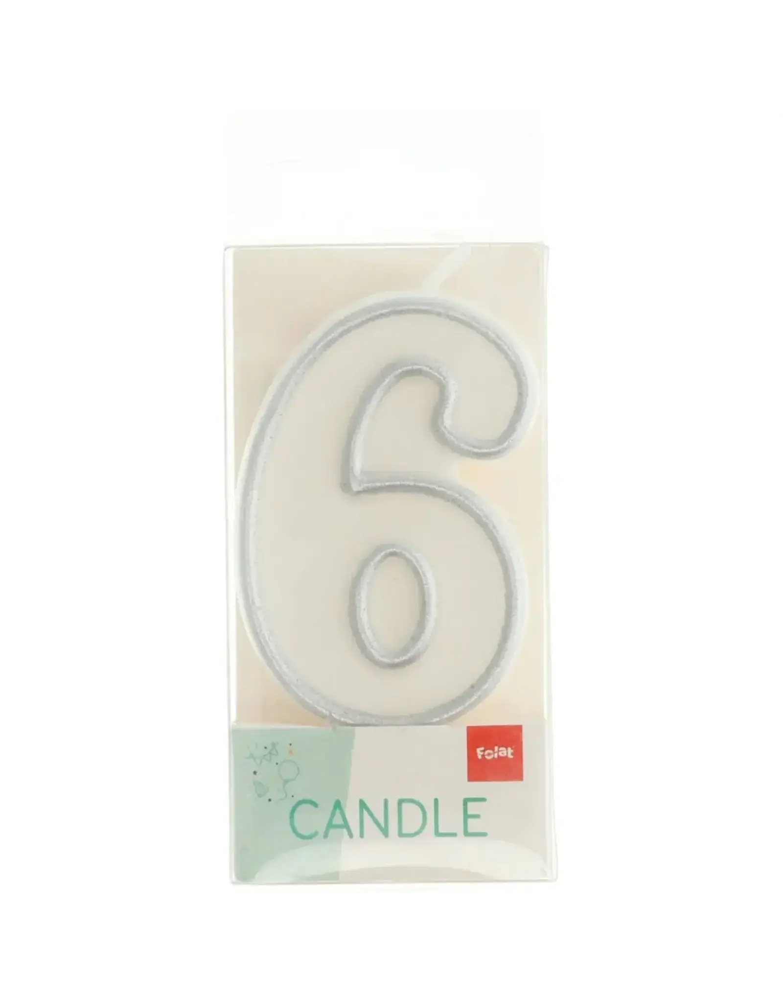FOLAT Kaars Simply Chique Silver Cijfer 6