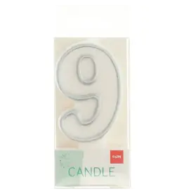 FOLAT Kaars Simply Chique Silver Cijfer 9