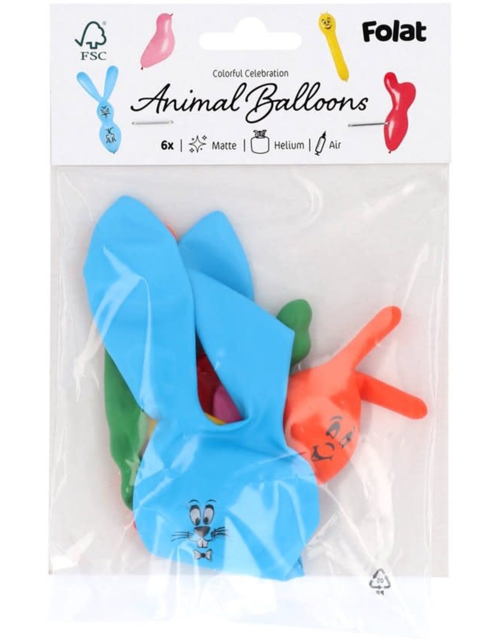 FOLAT Dieren ballonnen - Stripetastic - Assorti - 6 stuks